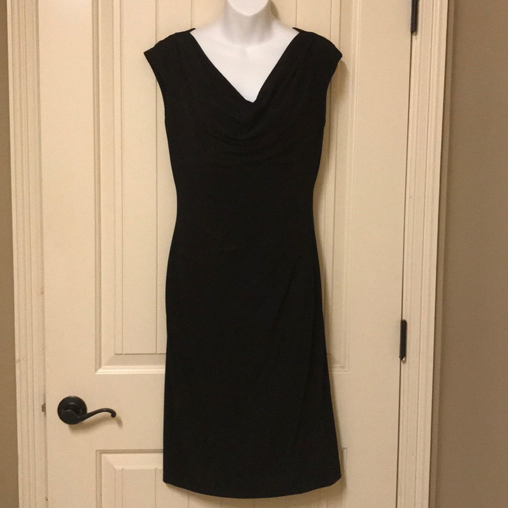 Ralph Lauren Black Draped Ruched Sheath Dress